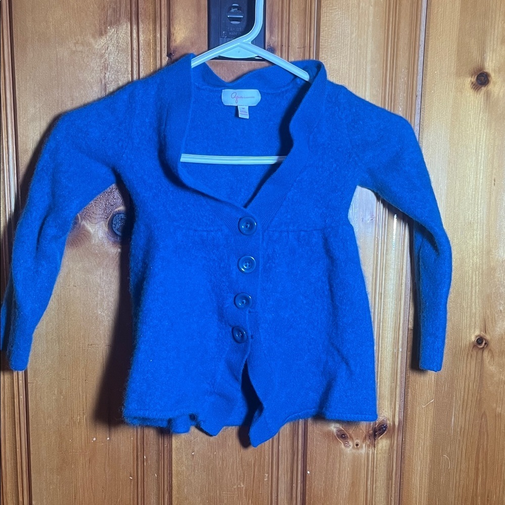 Cashmere Vibrant Blue Kids Button-Up Cardigan
